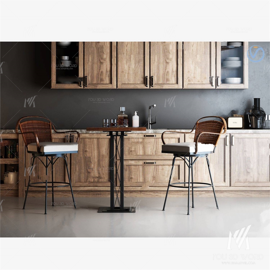 modern kitchen dining room 3d model